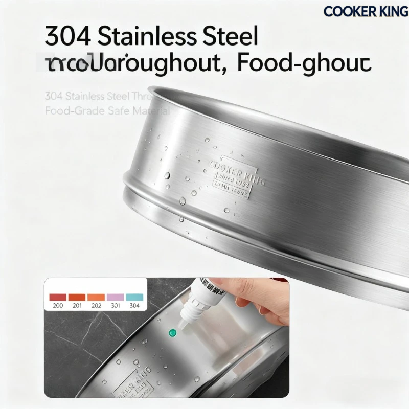 جهاز بخار من الفولاذ المقاوم للصدأ 304 من كوكر كينج، جهاز بخار منزلي بشبكة تبخير سميكة، وعاء حساء داخلي، وعاء حليب #1