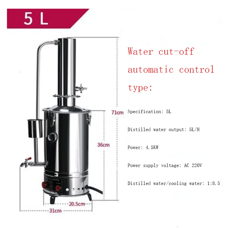 Lab Pure Water Distiller Electric Stainless Moonshine Still Filter And 29pcs 24/40 Chemistry Glassware Kit