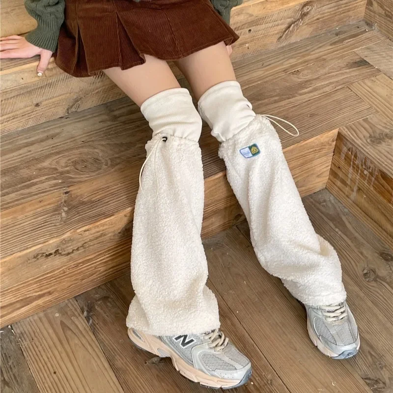 

Y2k Winter Leg Warmers Lamb Wool Horn Leg Cover Gothic Lolita Knit Long Socks Women Leg Warmer Stylish Stretchy Boots Cover 2024
