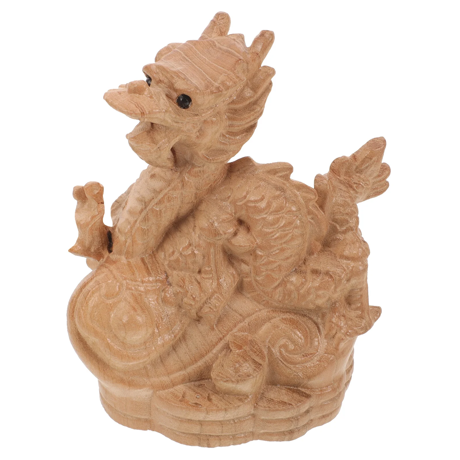 

1pcs Statue Wooden Carved Chinese Dragon Decor For Home Chinese Decorations Office Desktop Tabletop Vintage Wood Craft