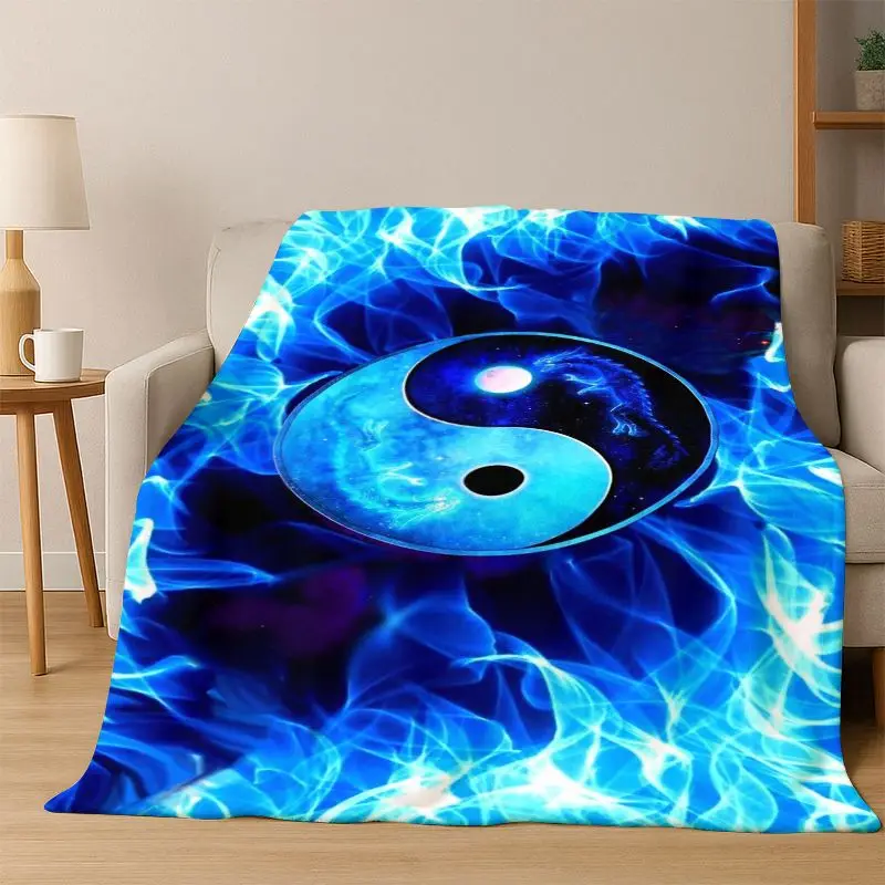 Yin Yang Symbol Chinese Tai Chi Flannel Blanket Soft Warm Throw Blanket for Bedroom Living Room Bed Travel Camping Picnic Gift
