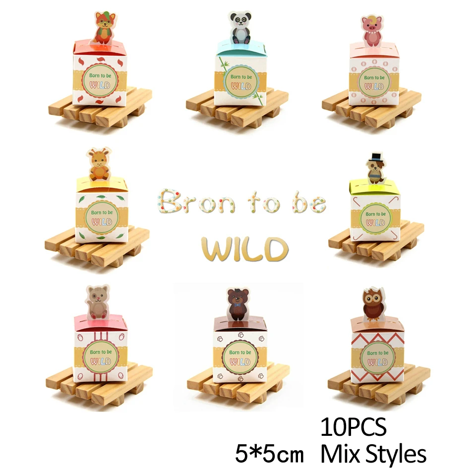 1Set Cartoon Animal Candy Boxes Kids Gift Cute Paper Bag Birthday Jungle Safari Party Decor Baby Shower Decoration Home Supplies