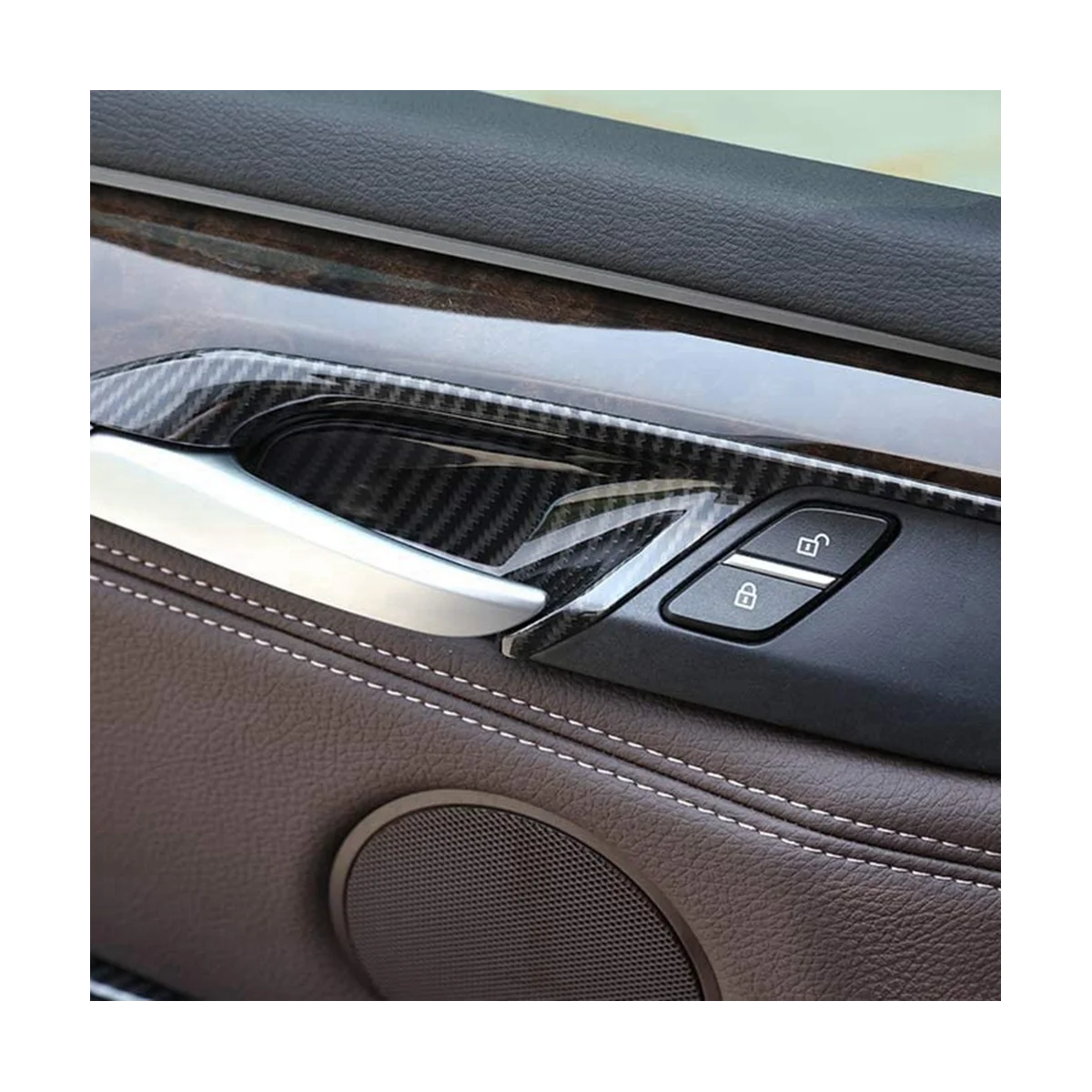 4PCS Car Inner Door Handle Bowl Trim Cover for BMW X5 F15 X6 F16 2014-2018 Armrest Panel Frame Decorative Sticker Silver