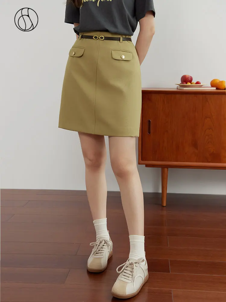 

DUSHU Workwear Style Simple Atmospheric High Waisted A-Line Crotch Covering Short Skirt Summer Plump Half Length Skirt For Women