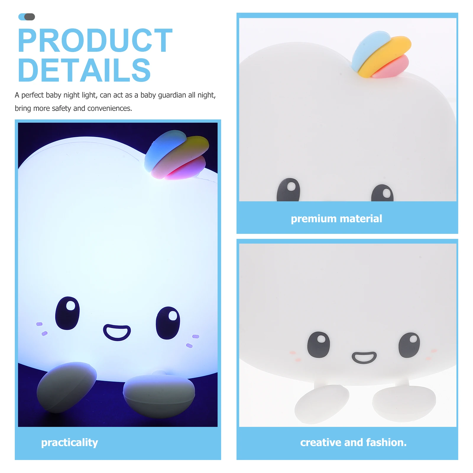 

Cartoon Animal Silicone Night For Kids Baby Operated Nursing Room Toddler Night Light Durable Soft Light