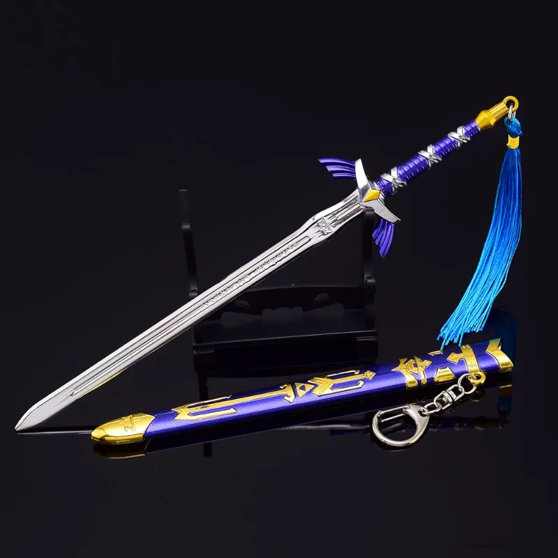 Llaveros periféricos de juego de arma de espada maestra de 23cm, accesorios de arma de Metal, modelo de adornos Katana, estatua, colección de regalos para niños
