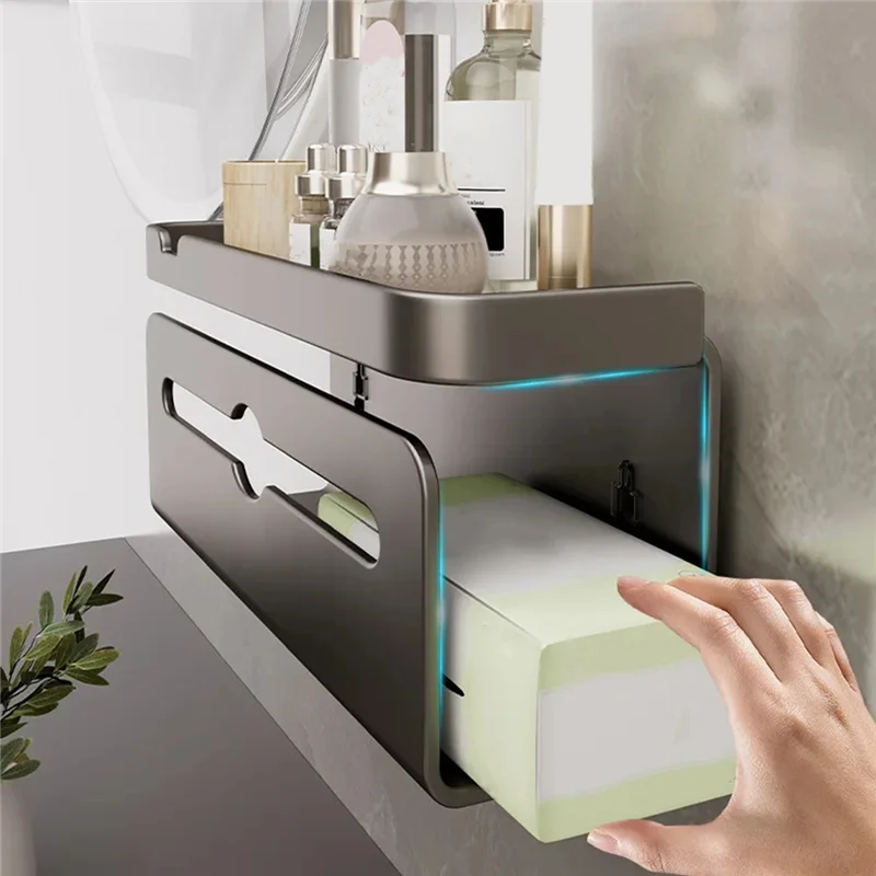 BAAG-حائط ورق التواليت تخزين الرف الأنسجة صندوق خالية من ثقب الحمام منديل النازع هاتف محمول المطبخ #2