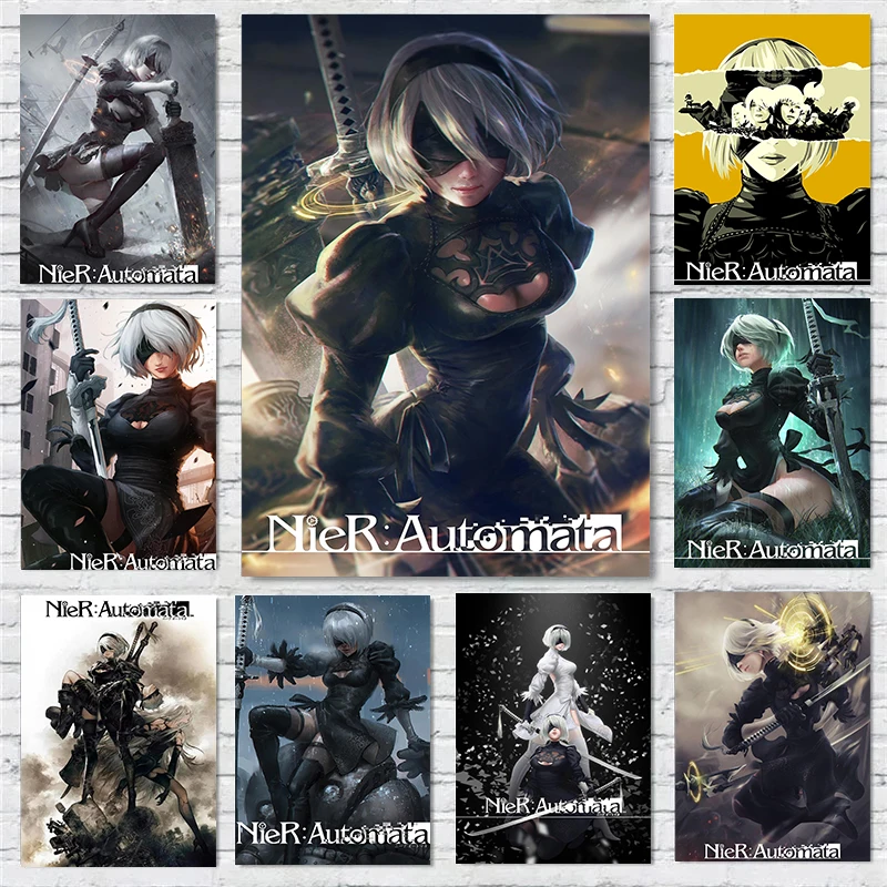 Japanese Classic Anime Style Games NieR Automata Posters 2B Prints Canvas Painting Wall Art Pictures Home Room Modern Decoration