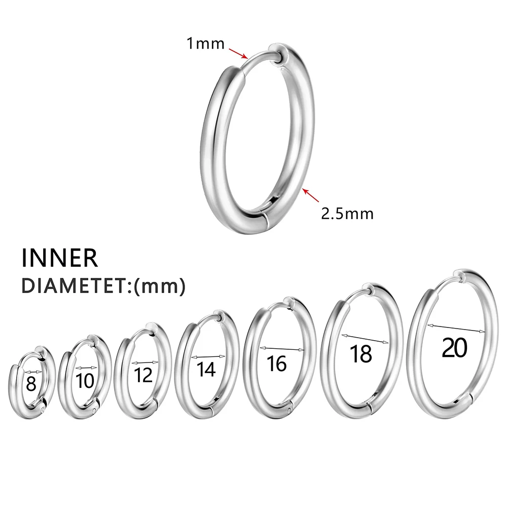 1Pairs/2Pcs Small Hoop Earrings Women Men Gold Silver Color Stainles Steel Round Circle Pendientes Mujer 2023 Anti-allergy