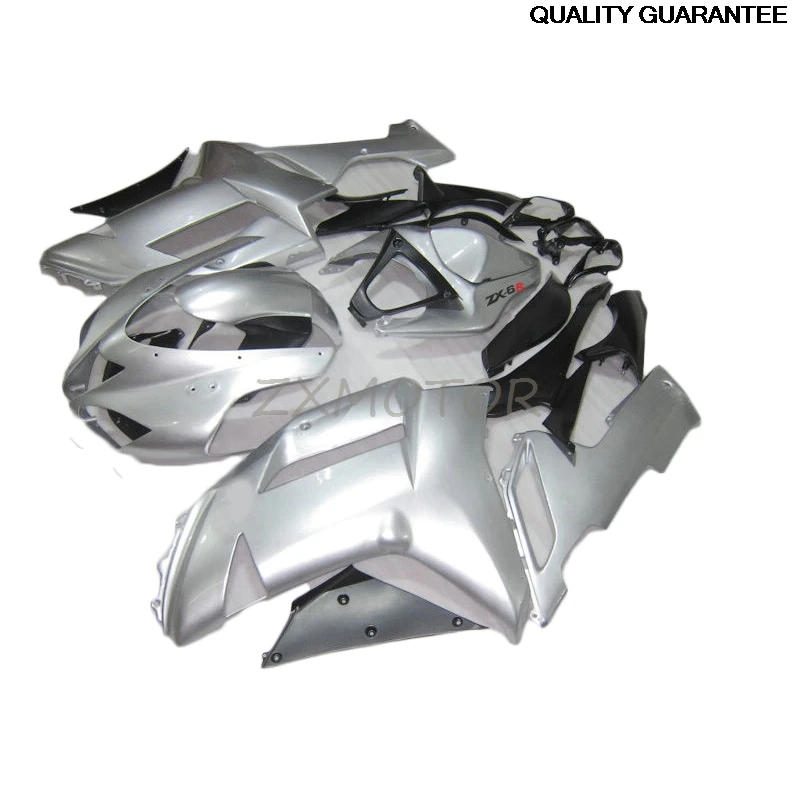 

Silver Black New Bodywork fairings Kits For 2007 2008 Kawasaki ZX6R Beautiful Motorcycle Fairing zx6r 07 08 61