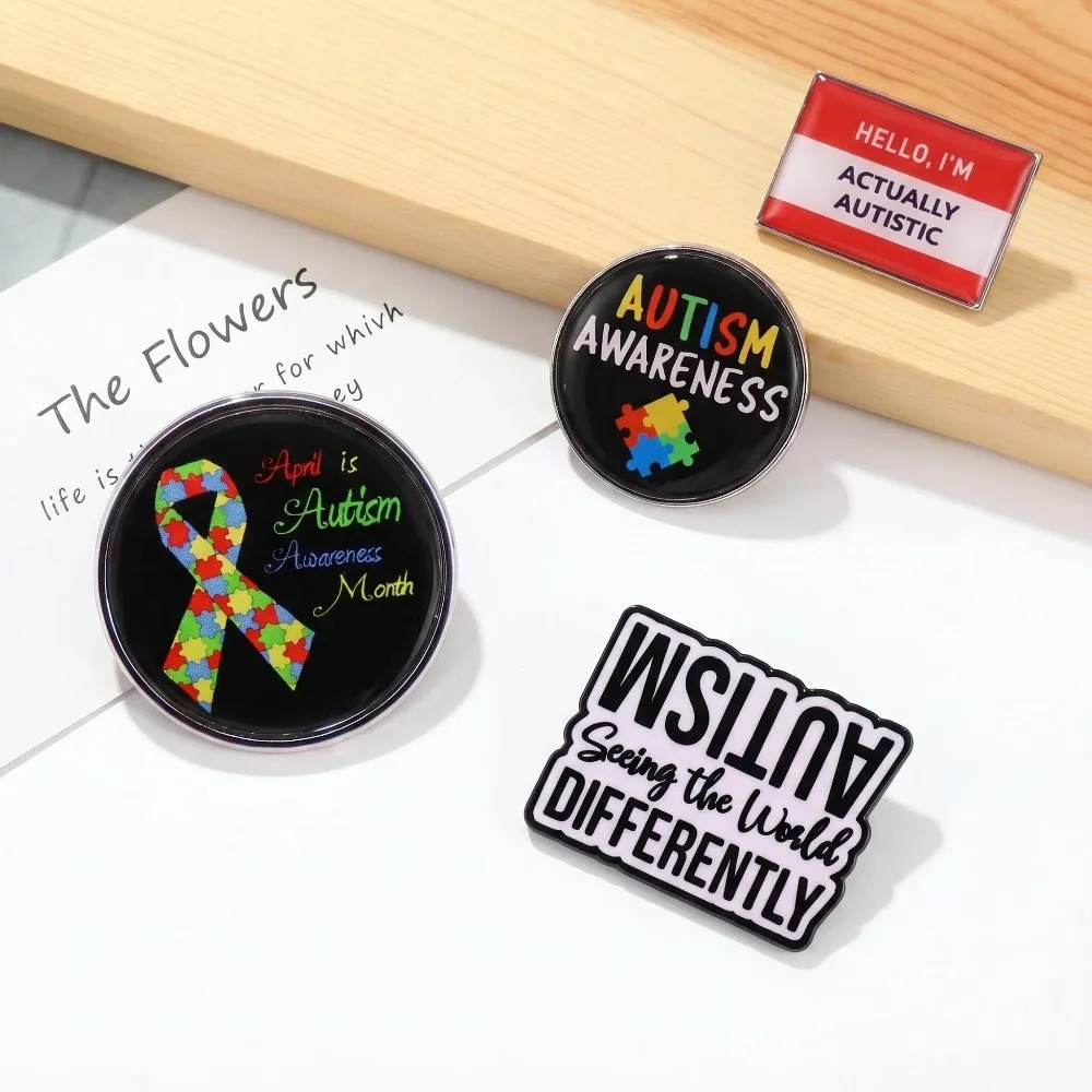 World Autism Day Commemorative Brooch Accepting Caring for Autistic Children Enamel Pin Public Welfare Logo Metal Badge Gift