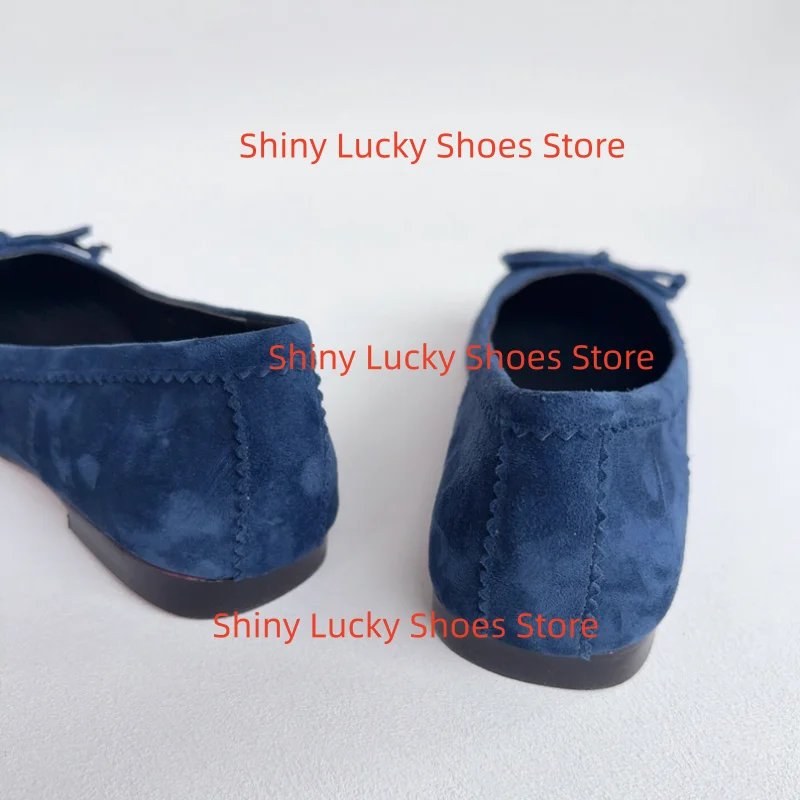 أحذية بعقدة على شكل فراشة للنساء بأصابع مربعة وكعب مسطح وخطوط خياطة فاخرة للنساء باليه ضحلة للسيدات مربوطة بفيونكة Zapatos Mujer #4