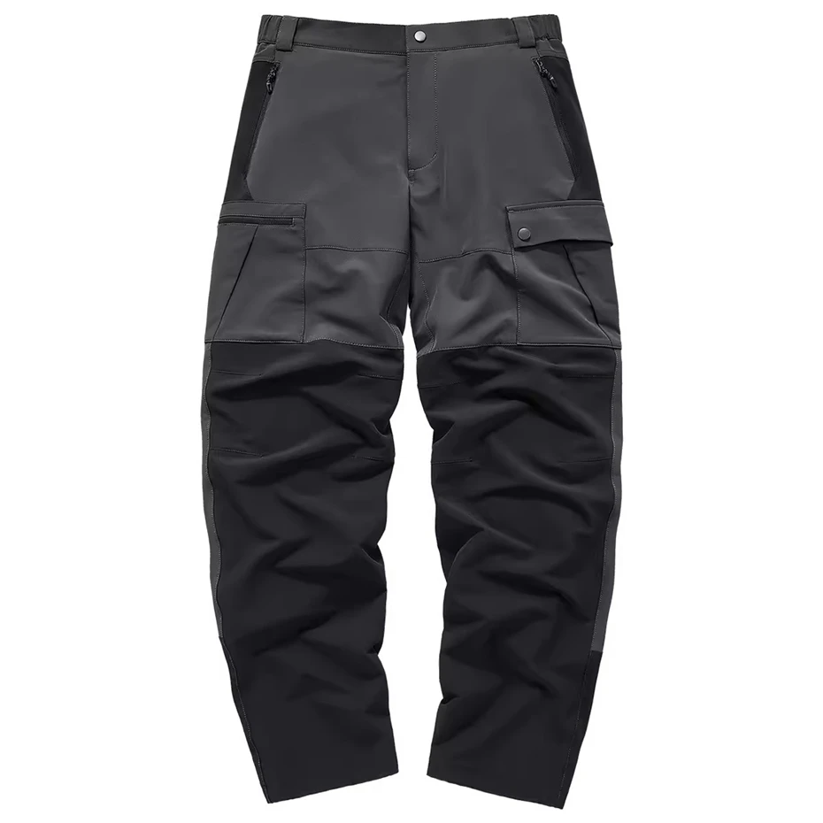 Black Tactical Pants Men Patchwork Cargo Pants Spring Autumn Streetwear Trousers Elastic Waist Quick Drying Pants