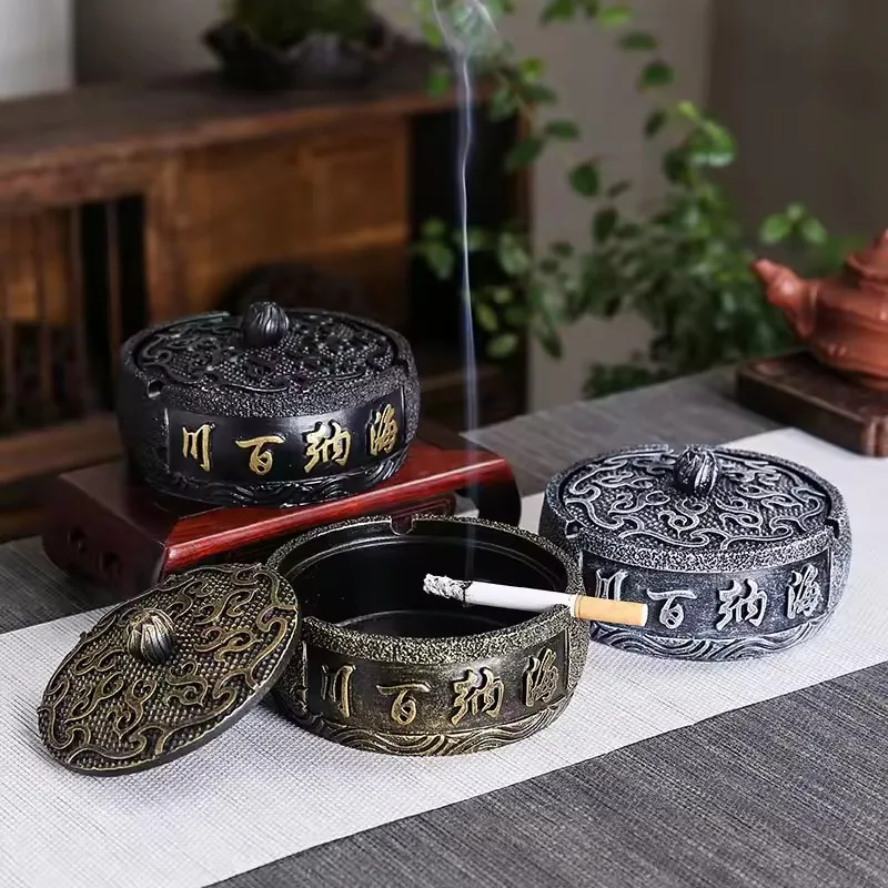 

Ashtray Living Room with Lid Anti Fly Ash Cigar Ashtray Decoration Chinese Home Decoration Art Friend Gift Smokeless Ashtray