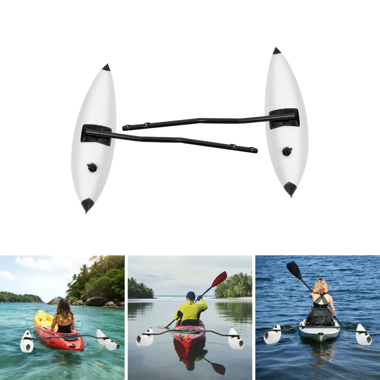 

Kayak Inflatable Outriggers PVC Water Float with Dual Valves & Adjustable Sidekicks for Kayaks Canoes Boats Paddling Sailing