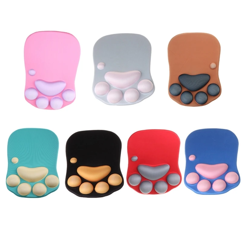 고양이 발 마우스 패드 손목 받침대 지원 메모리 폼용 3D 마우스 패드 애니메이션 실리콘