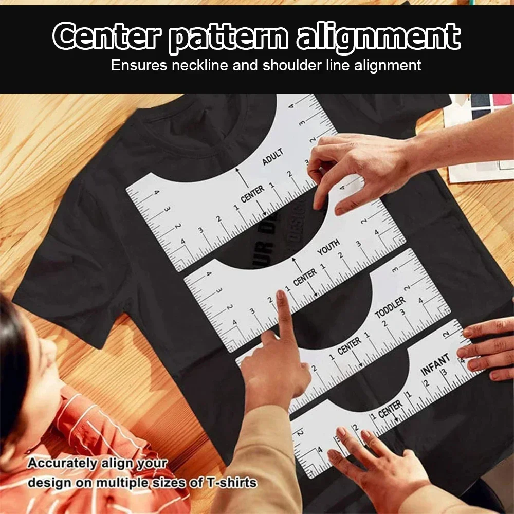 

4PCS T-Shirt Alignment Ruler Graphics Tshirt Alignment Tool Tshirt Craft Ruler with Guide Tool for Making Measuring Tape Tool