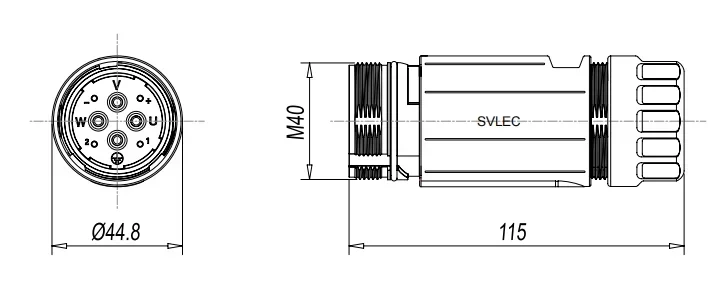 M40 Power supply connector Male 6 pole 8 pole for Industrial power engineering equipment