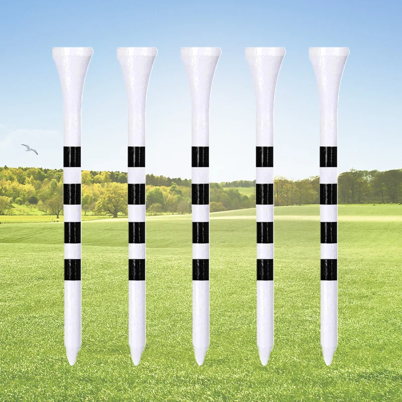 Premium Bamboo Custom Logo Stripe Golf Tees Pack, Biodegradable Material, Wooden Stripe