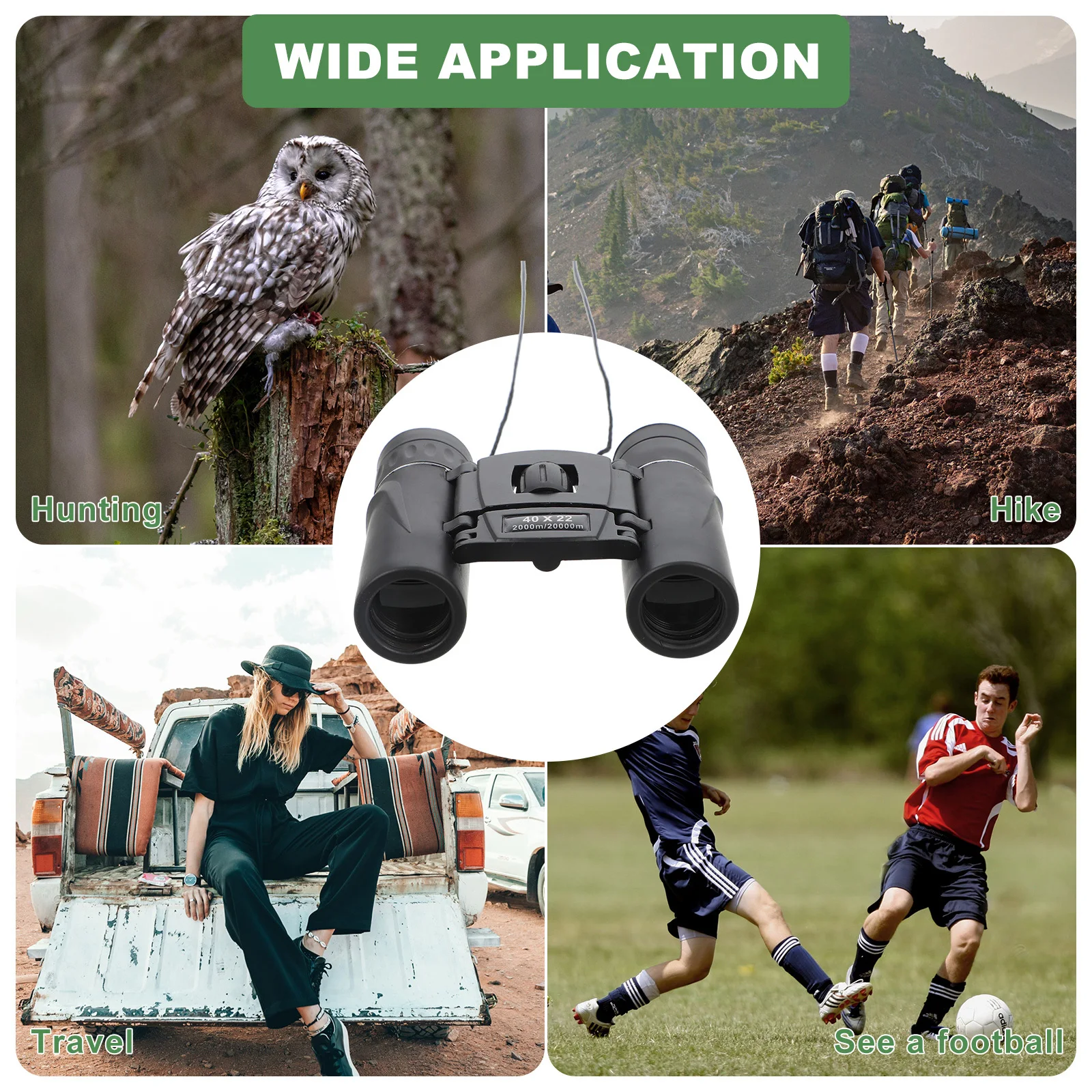 

1Set Compact Binocular 40x22 Bak4 Prism Lightweight Waterproof Binocular for Bird Watching Hiking Sports Outdoor