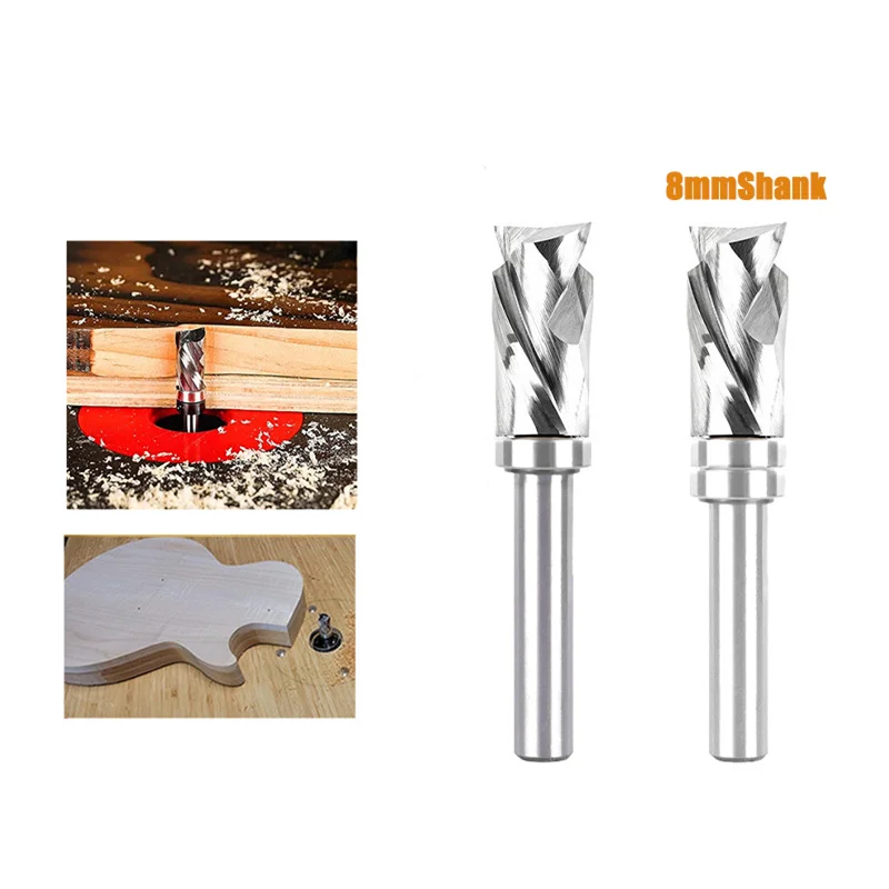 Double Edged Spiral Edge Trimming Knife, 8mm Shank Diameter, Solid Tungsten Steel Material Woodworking Milling Cutter