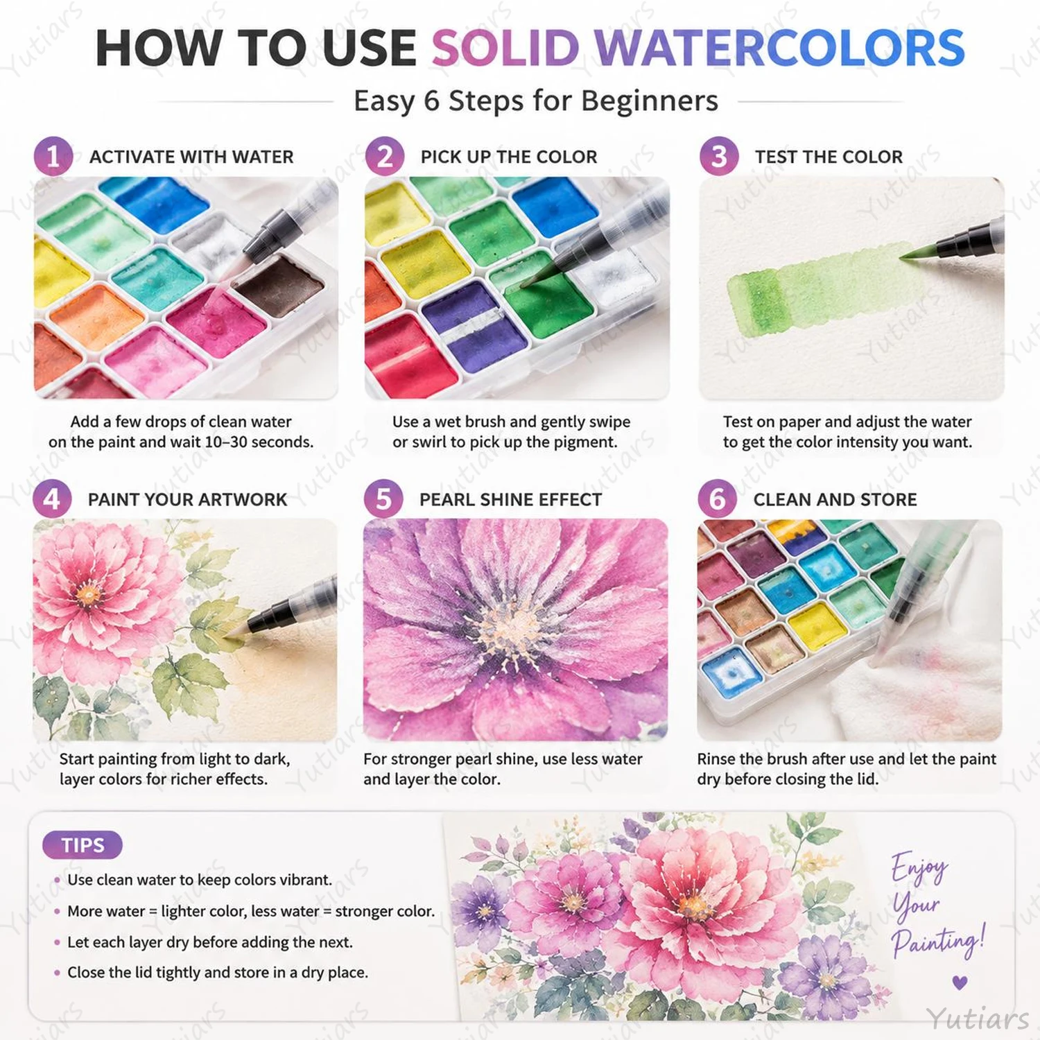 20-Farben-Aquarell-Malset, metallisches Aquarell-Farbset, glitzernde Aquarell-Farbbox – Detail 1