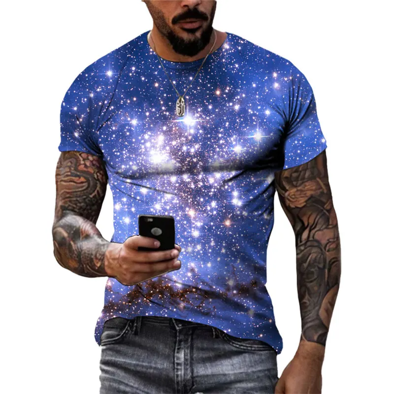 Fashion Unisex Starry Sky graphic t shirts Summer Casual Men 3D Printed streetwear Hip Hop Personality Short Sleeve Tees Tops