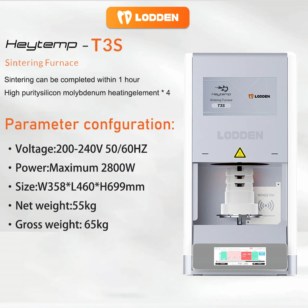 

NEW Heytemp-T3S Dental Sintering Furnace Lab Equipment 11S Si-mo Element Rod Integrated Fast and Slow Sintering Furnace Oven