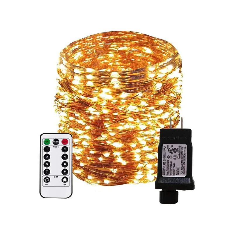 Warm White Dimmable Led Christmas Lights Plug in Fairy Lights 333Ft/100M 1000 LEDs Copper Wire String Lights with 8 Modes