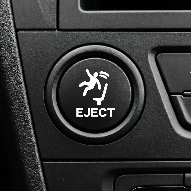 2pcs Fake Pop-Up Eject Button Humorous EJECT Stickers Blank Car Buttons Waterproof Vinyl Decals For Auto Interior Button Decor