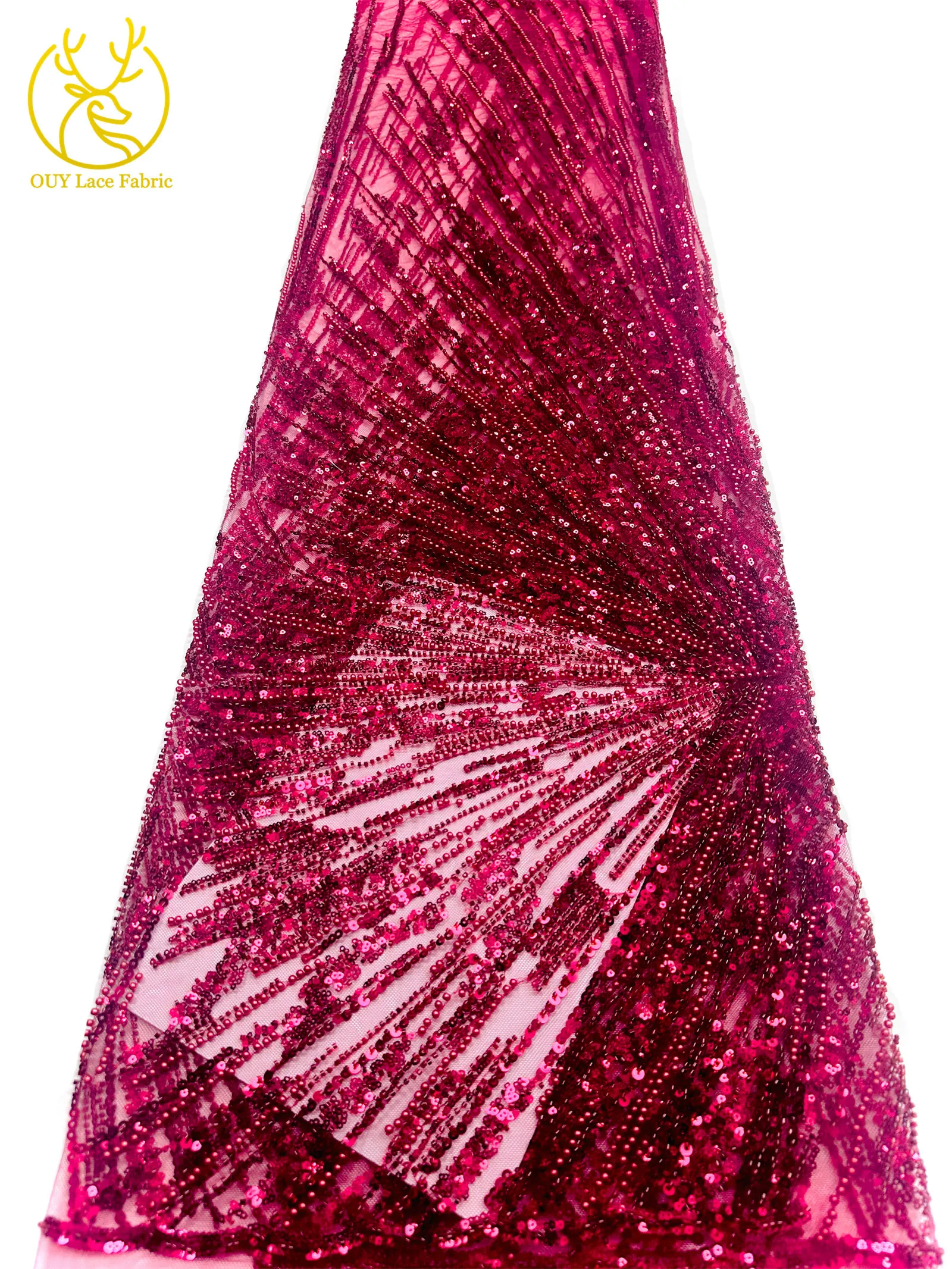 Afrikanischer Perlen-Spitzenstoff 2026 Heißer Verkauf Nigeria Französischer Tüll-Pailletten-Spitzenstoff für Party-Abendkleid-Nähmaterial 5 Yards – Detail 34