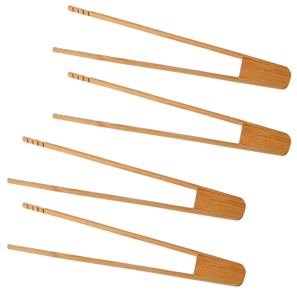 

4Pcs Bamboo Food Clips Kitchen Serving Tongs Moisture Resistant Lightweight Safe Grip Home Hotel Restaurant Use Storage