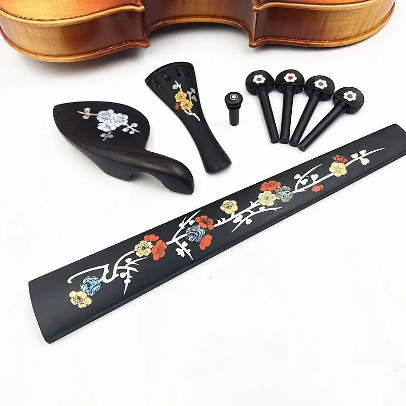 

4/4 ebony violin tailpiece Violin peg End pin chin rest Fingerboard Pearl Inlay