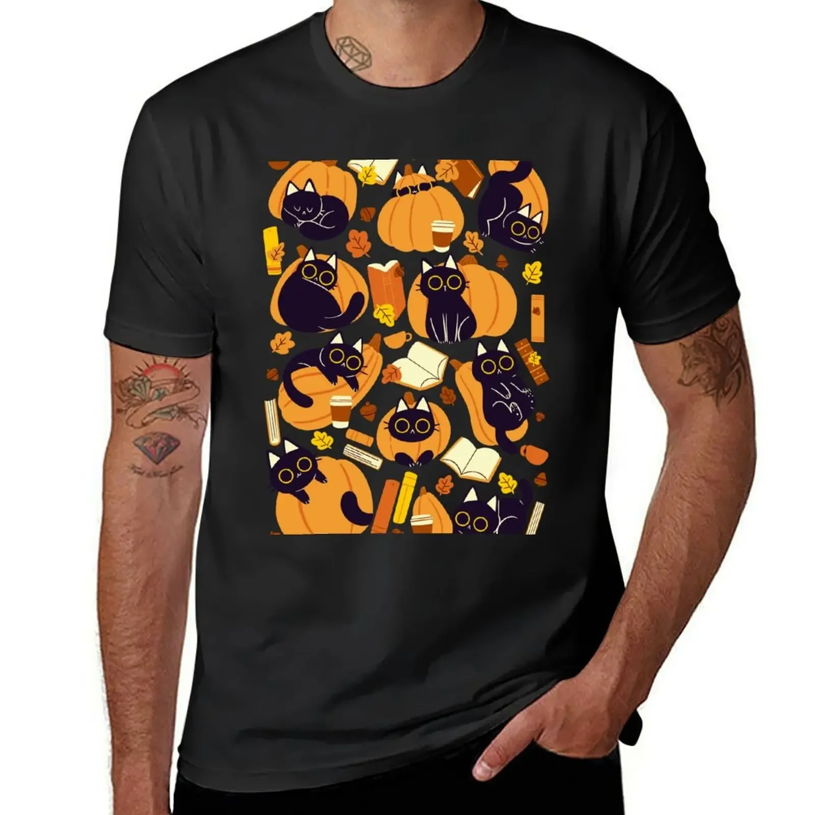 

Cats, Pumpkins and Books T-Shirt summer clothes aesthetic clothes mens graphic t-shirts big and tall