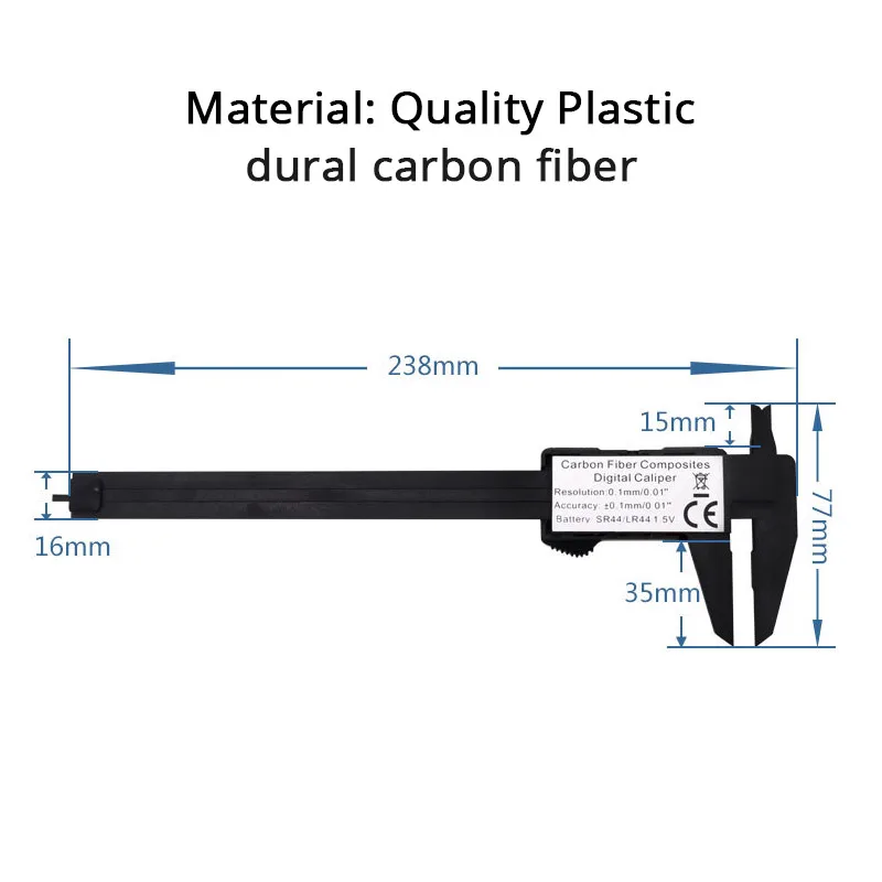Imagem -03 - Digital Plastic Carbon Fiber Micrômetro Vernier Caliper Ferramenta de Medição Profundidade Régua Messschieber Paquimetro 150 mm