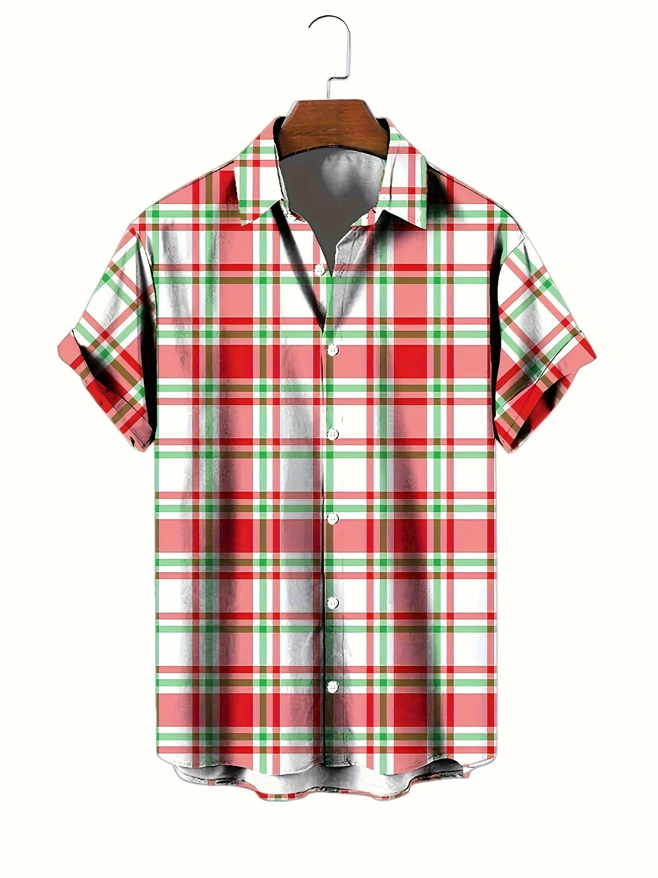 Black And White Plaid 3D Printed Shirt Office Casual Men's Lapel Shirt Summer Fashion Simple Daily Casual Short Sleeve Tops