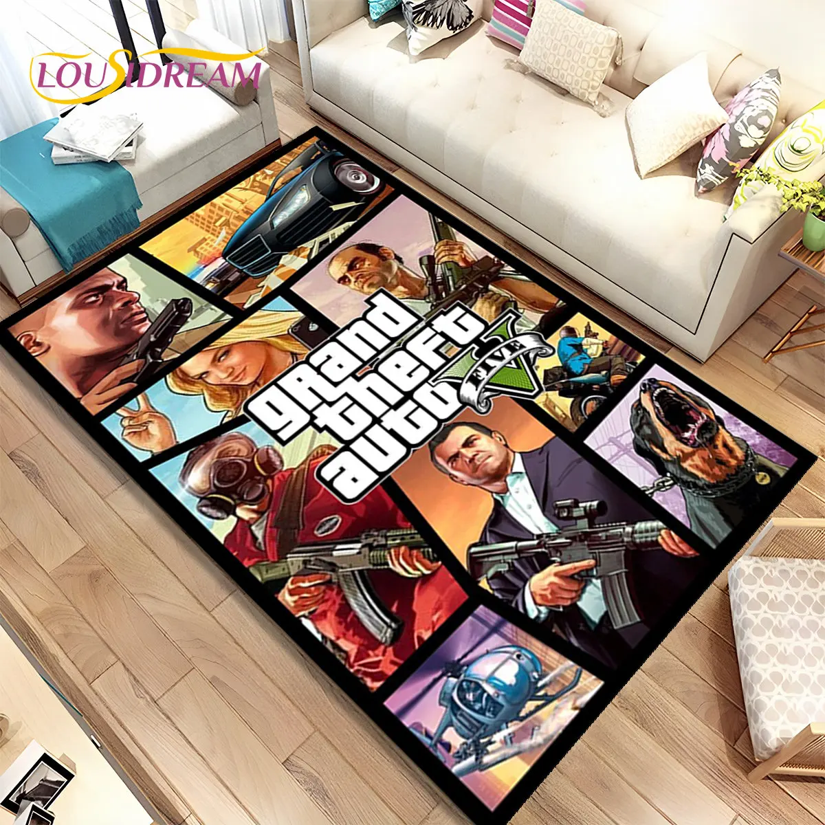 Grand Theft Auto GTA Game Gamer Area Rug,Carpet Rug for Home Living Room Bedroom Sofa Doormat Decor,Kids play Non-slip Floor Mat