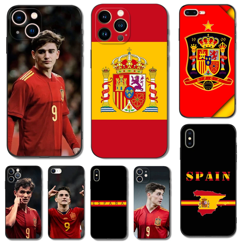 Black tpu case for iphone 14 13 12 11 mini pro MAX 5 5s se 2020 6 6s 7 8 plus x 10 XR XS cover Spain Spanish flag 9 GAVI