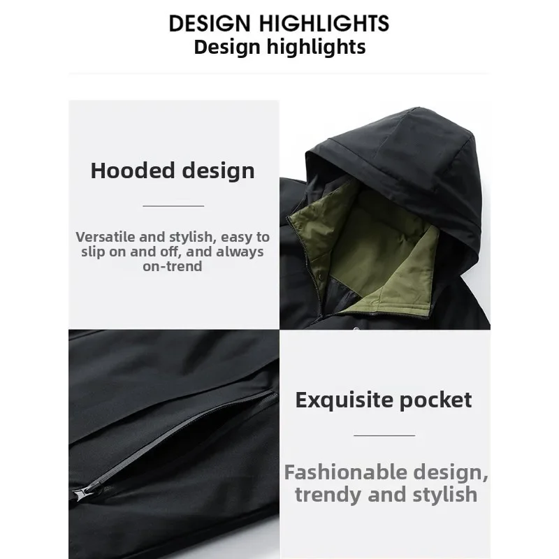 Leichte Herren-Kapuzenjacken Herbst Casual Streetwear Mode Multi-Taschen Arbeitsjacken Outdoor Wasserdichte Windjacke – Detail 5