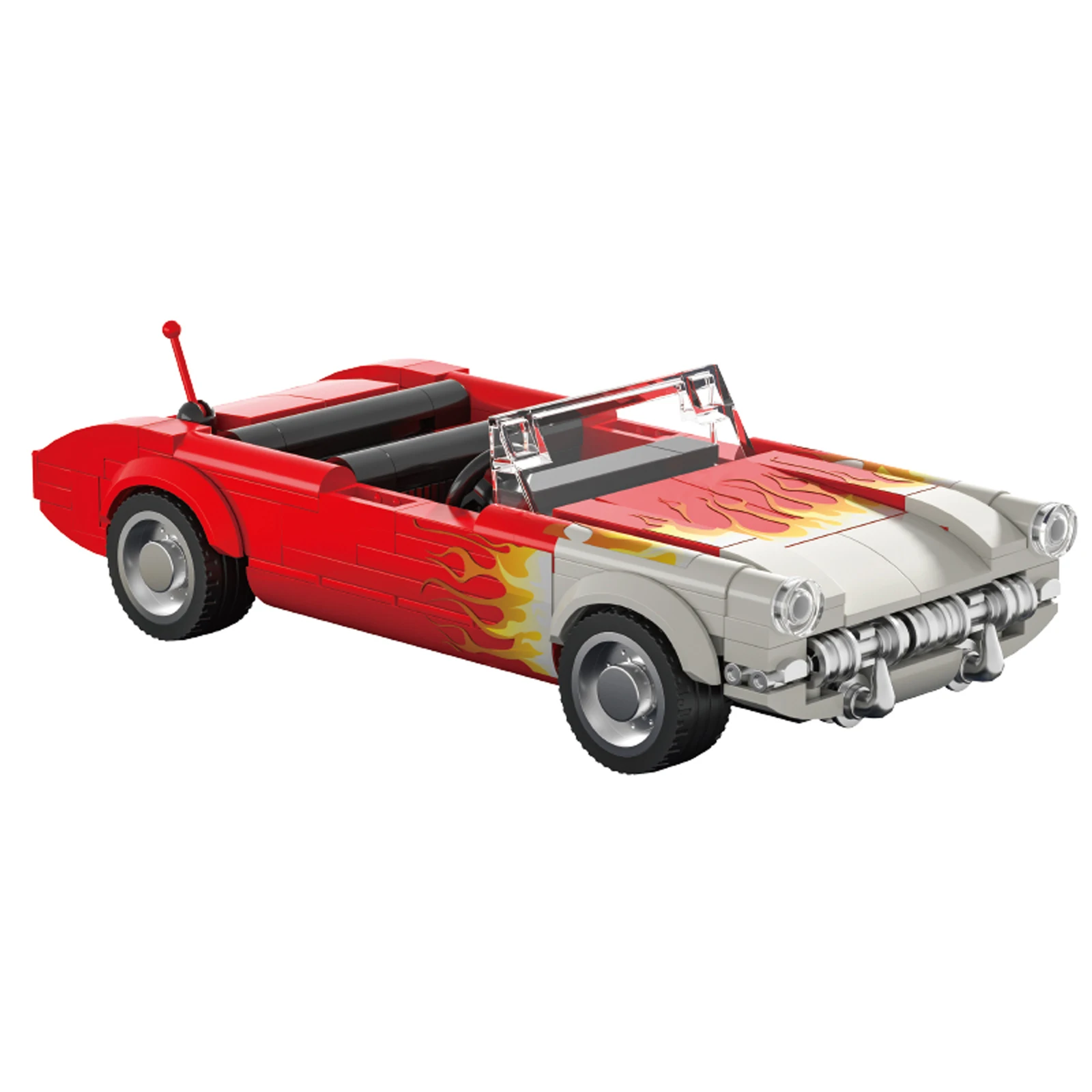 ミニビルディングブロックカーアセンブリモデル - 1956 レトロスポーツカーレンガセット