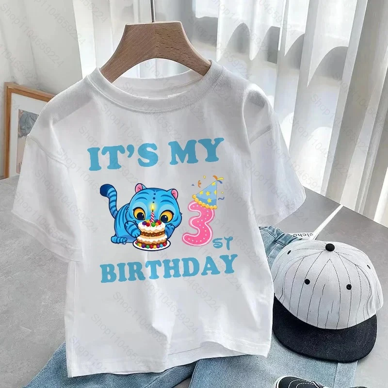 إنه بلدي 3 4 5 6 7 8 9 سنوات عيد ميلاد الفتيات الفتيان الكرتون K-Pop شيطان النمر الصيادين لطيف الاطفال ملابس الأطفال طباعة تي شيرت #6
