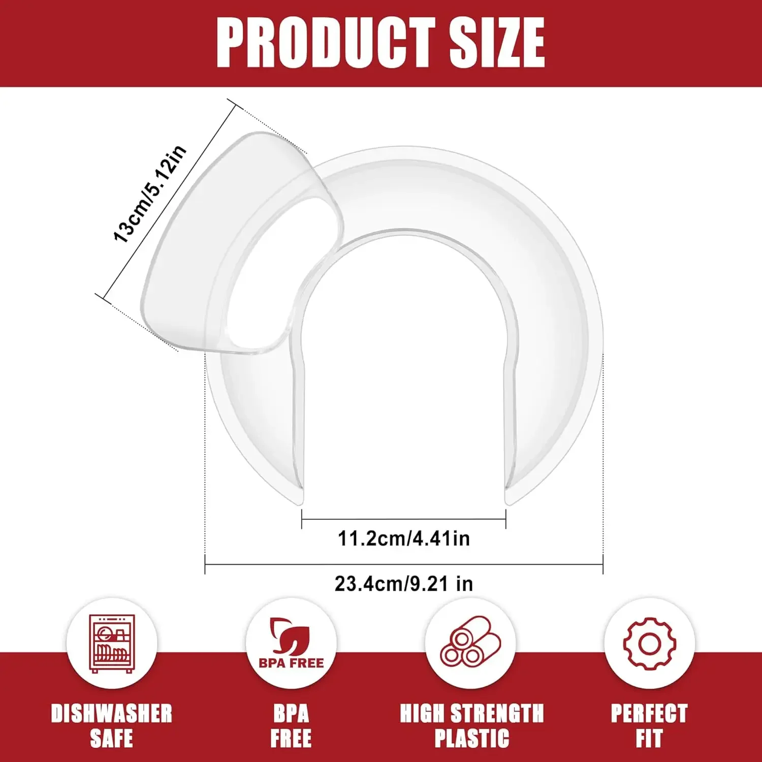 Mixer Bowl Cover and Secure Pouring Shield for KitchenAid 4.5-5 QT Tilt-Head Stand Mixers Prevent Ingredients from Spilling