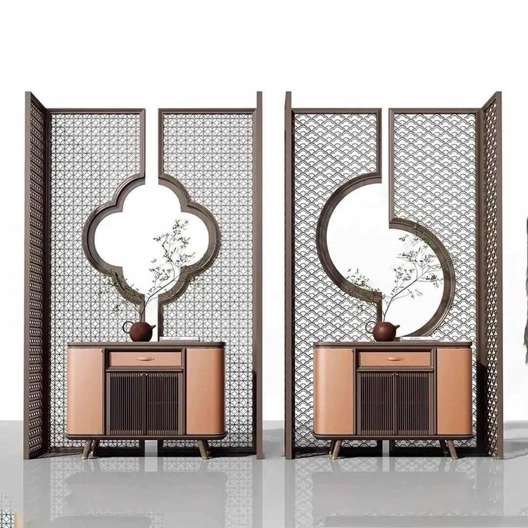 #New Indoor Stainless Steel Hollow Screen Sales Department Metal Partition Restaurant Lobby Stainless Steel Screen Partition