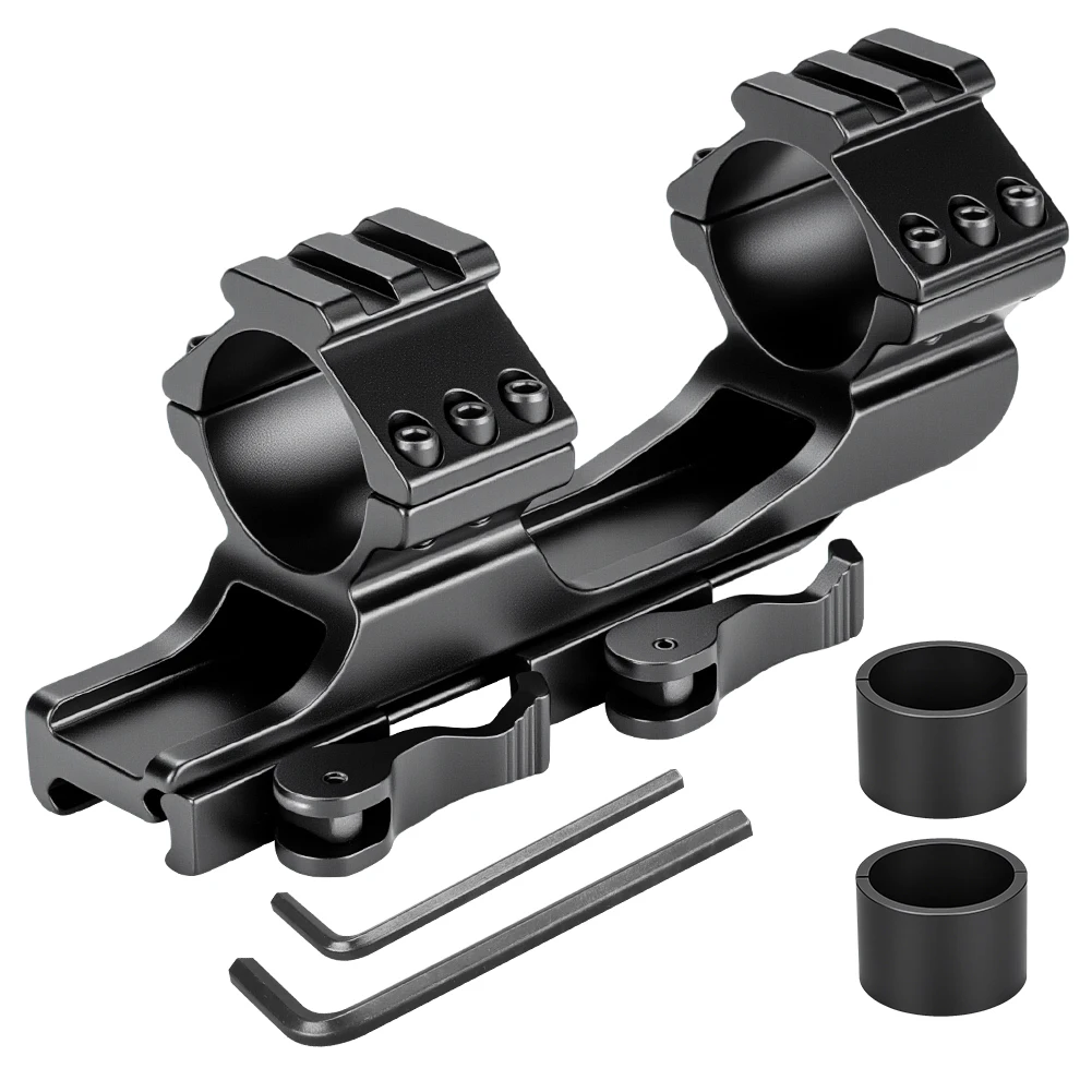 UniqueFire 25,4 mm /30 mm Cantilever de liberação rápida para alcance frontal Suporte de escopo de anel duplo para lanterna LED