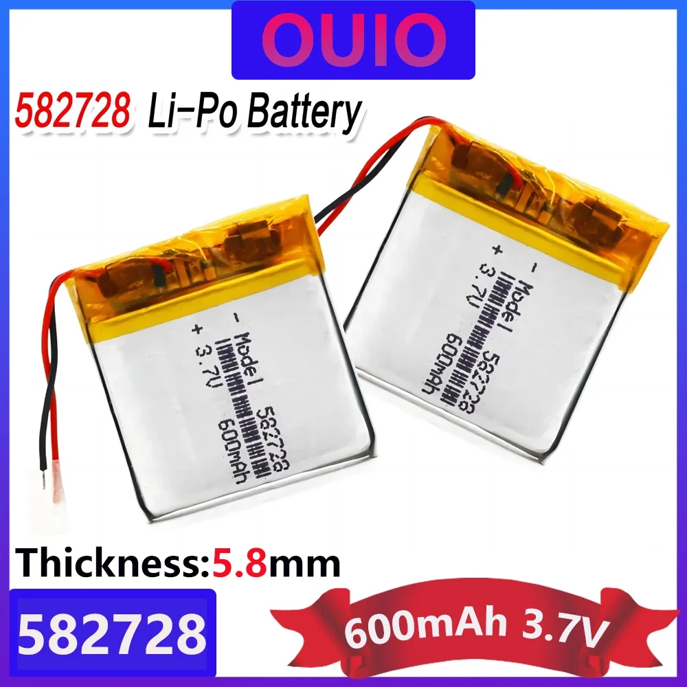 3.7V 600mAh 582728 Rechargeable li-Polymer Li-ion Battery For Q50 G700S K92 G36 Y3 Children's Smart Watch MP3 Bluetooth Headset