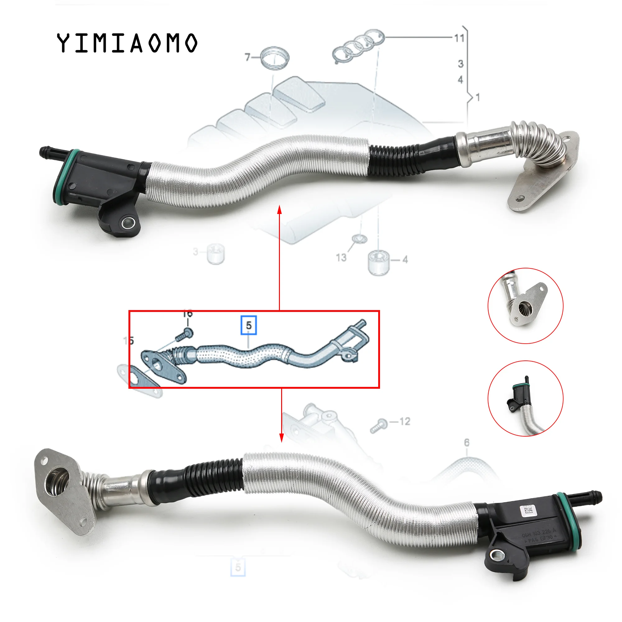 06H103213G 1.8/2.0T Engine Oil Separator PCV Valve Vent Hose for Audi A4 A5 A6 A8 S5 S8 Quattro Q5 VW Amarok Seat FSI V10-4852