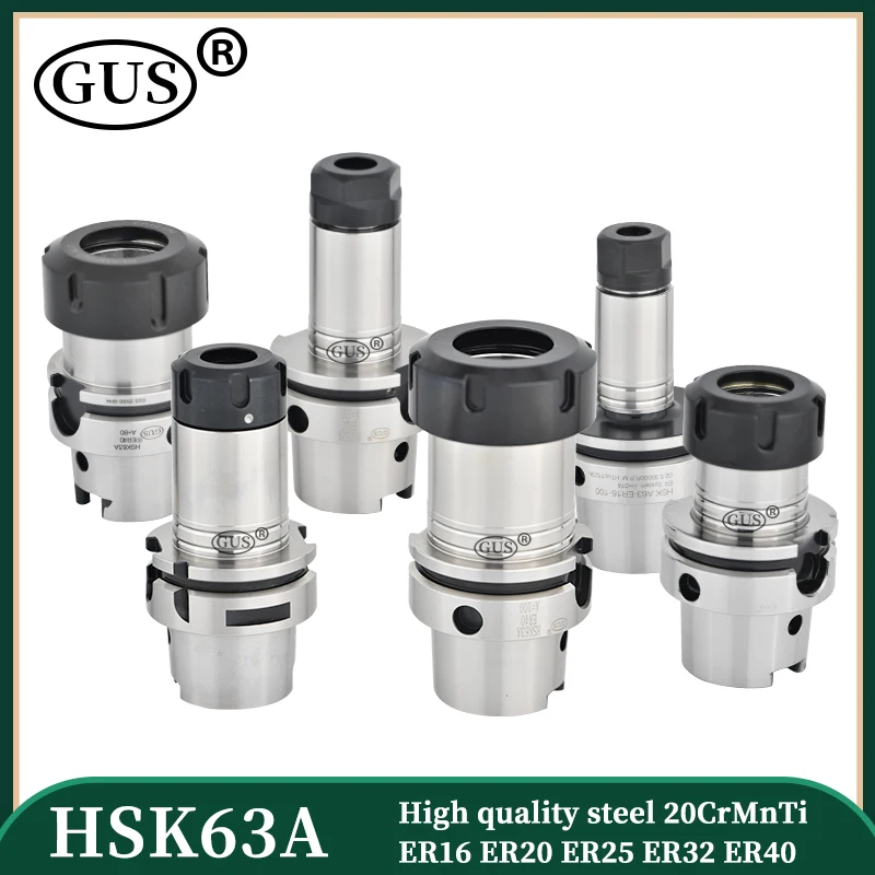 

HSK63A High precision tool holder ER16 ER20 ER25 ER32 ER40 Collet chuck Five axis machine tools High speed Knife handle Spindle