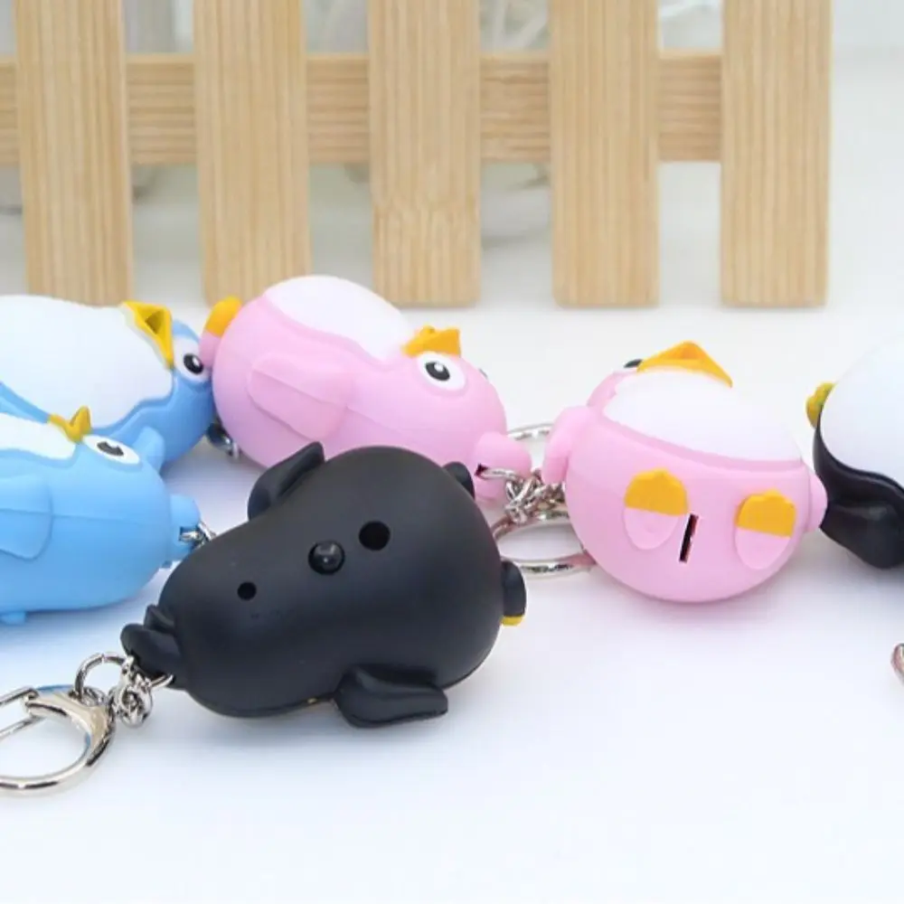 Novelty ABS LED Keychain LED Light Cartoon Animal Keychain Sound Effect Mini Key Holder Party Favor