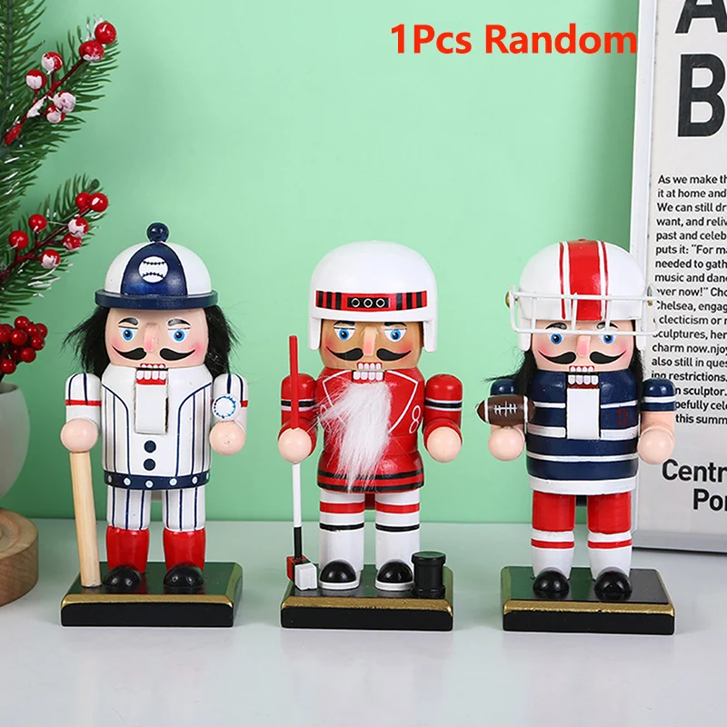 1Pcs 16cm Fat Version Athlete Soldier Nutcracker Puppet Crafts Wooden Christmas Ornament Decorations Toy Xmas Children's Gift