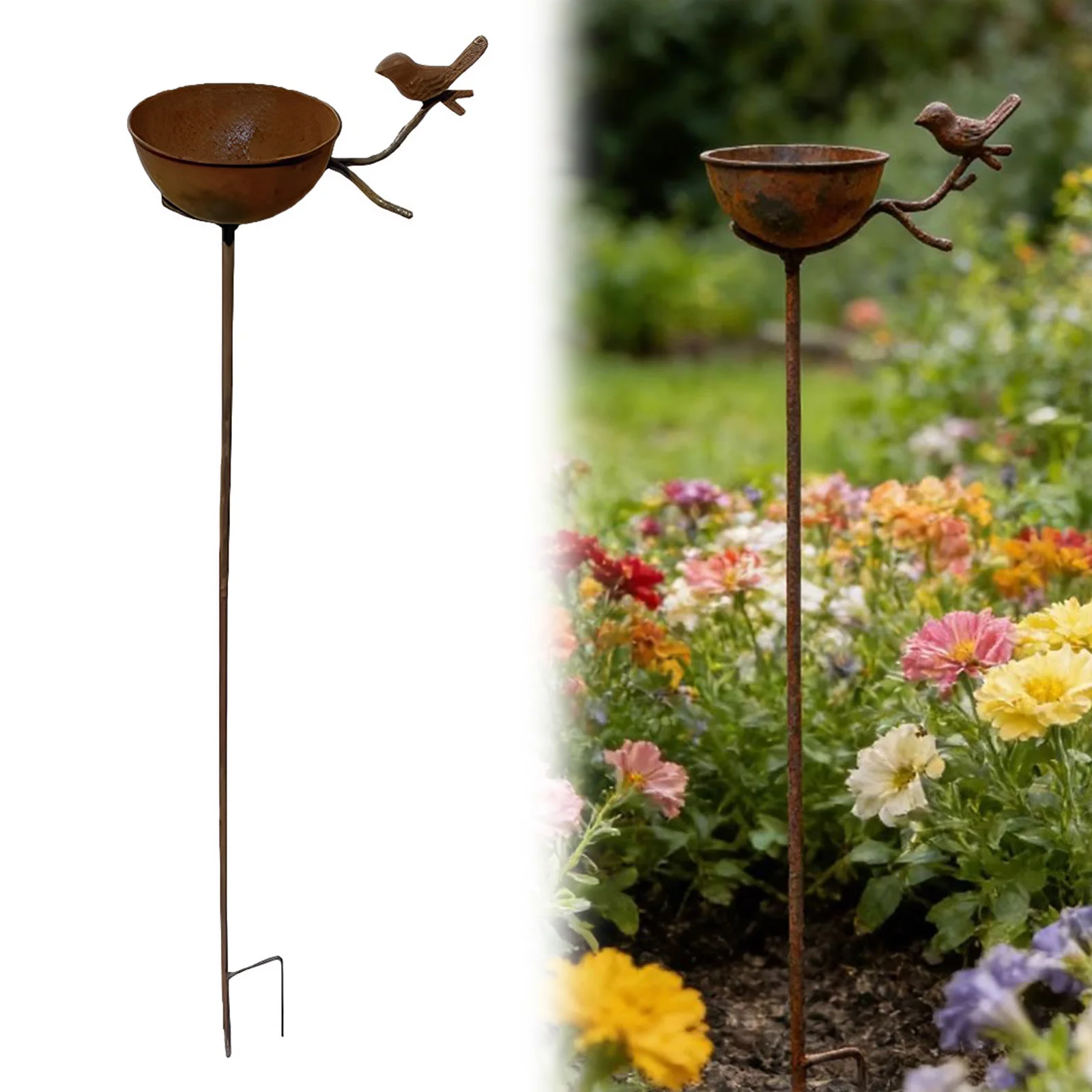 32 Inch Metal Bird Bath Outdoor Birds Baths Water Bowl Handcrafted Bird Water Feeder for Outdoors Garden Patio Yard Lawn Decor